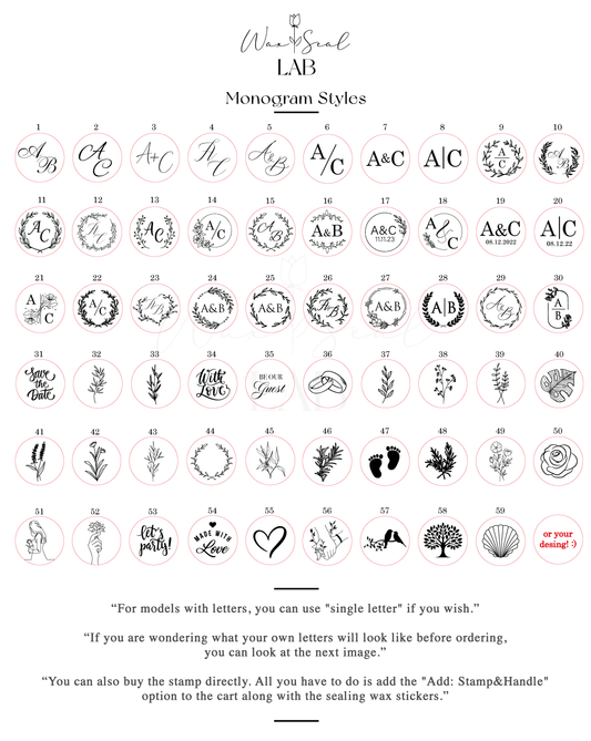 100 pcs. Custom Wax Seal Stickers for Wedding Invitation